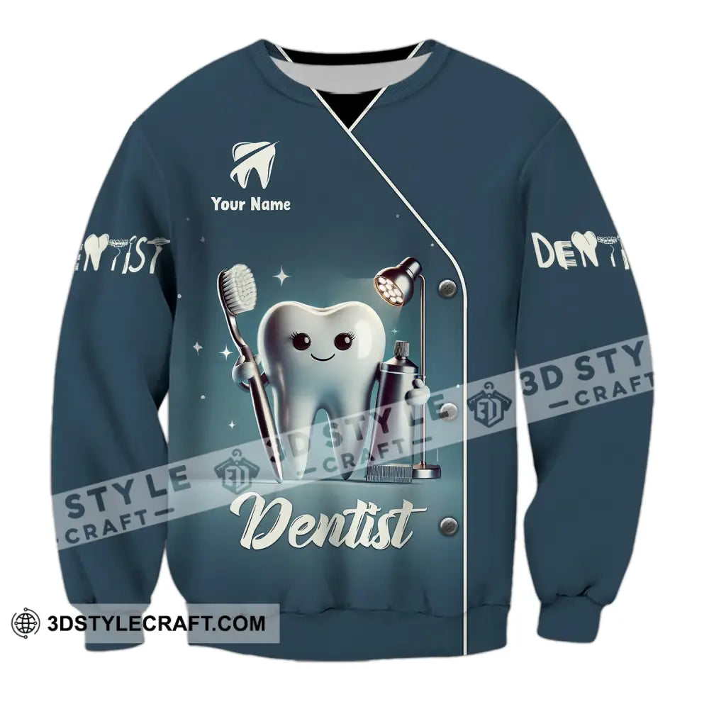 Unisex Shirt - Custom Name For Dentist Tooth Long Sleeve / S T-Shirt