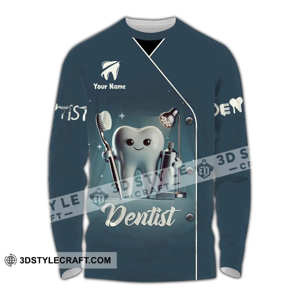 Unisex Shirt - Custom Name For Dentist Tooth Long Sleeve / S T-Shirt