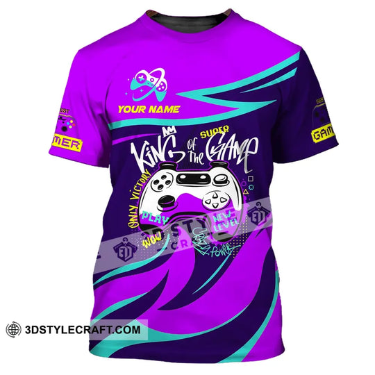 Unisex Shirt, Custom Name Shirt for Game Lover, King Of The Game, Gift for Gamers style option 2
