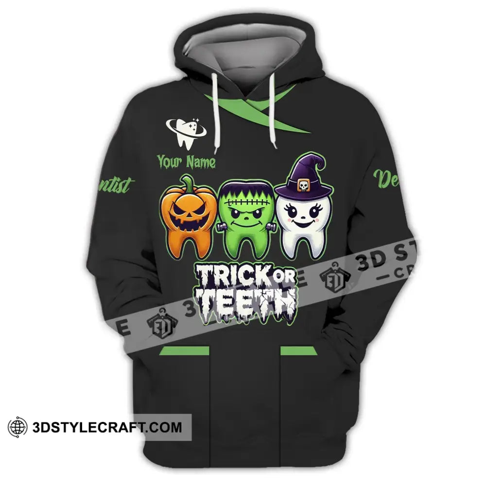 Unisex Shirt Custom Name For Halloween Trick Or Teeth Polo Long Sleeve Gift Hoodie / S T-Shirt