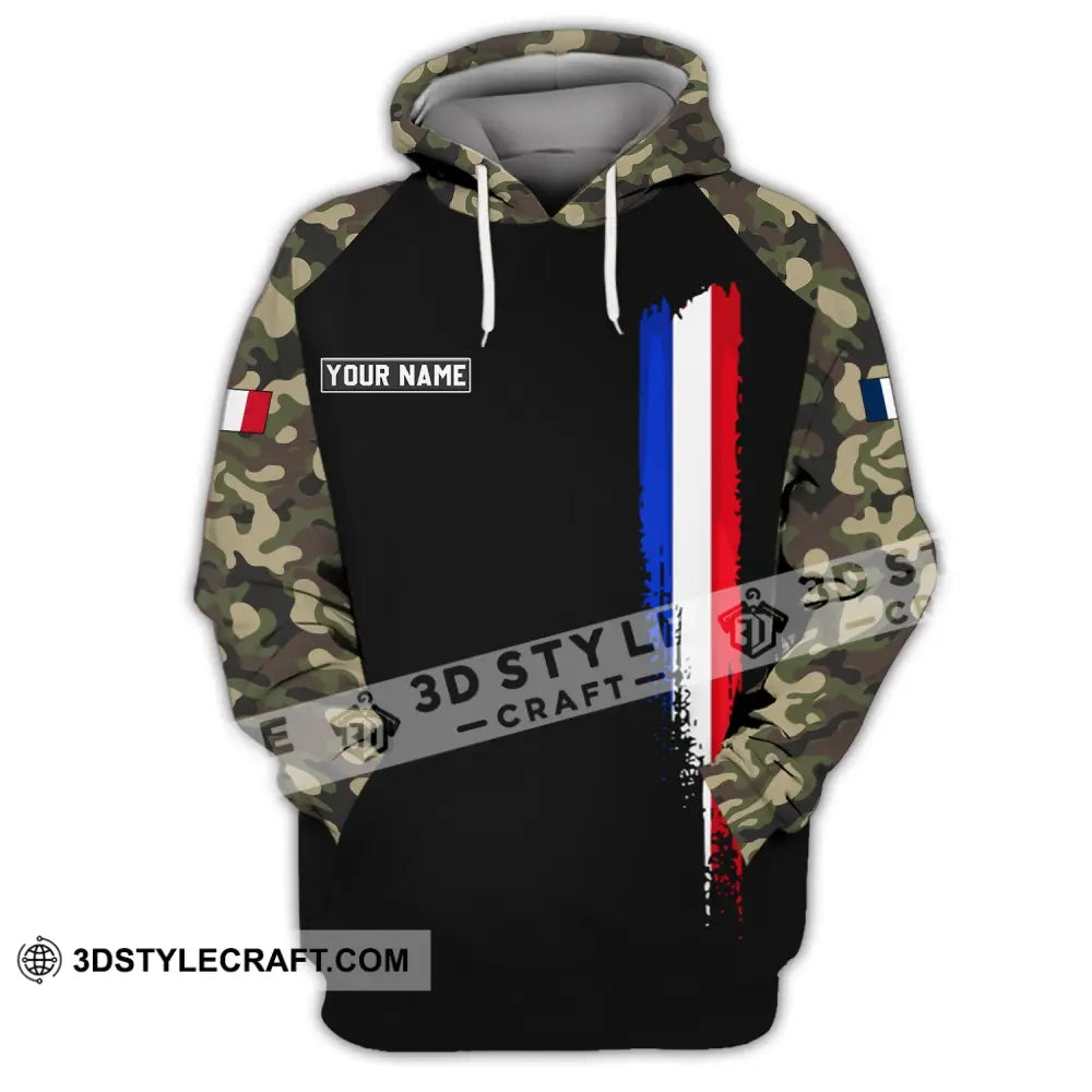 Unisex Shirt - Custom Name France Logo Flag Color Line Hoodie / S T-Shirt