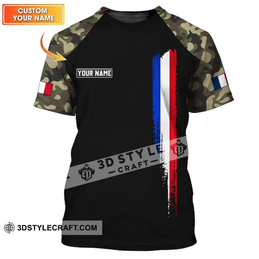 Unisex Shirt - Custom Name France Logo Flag Color Line T-Shirt