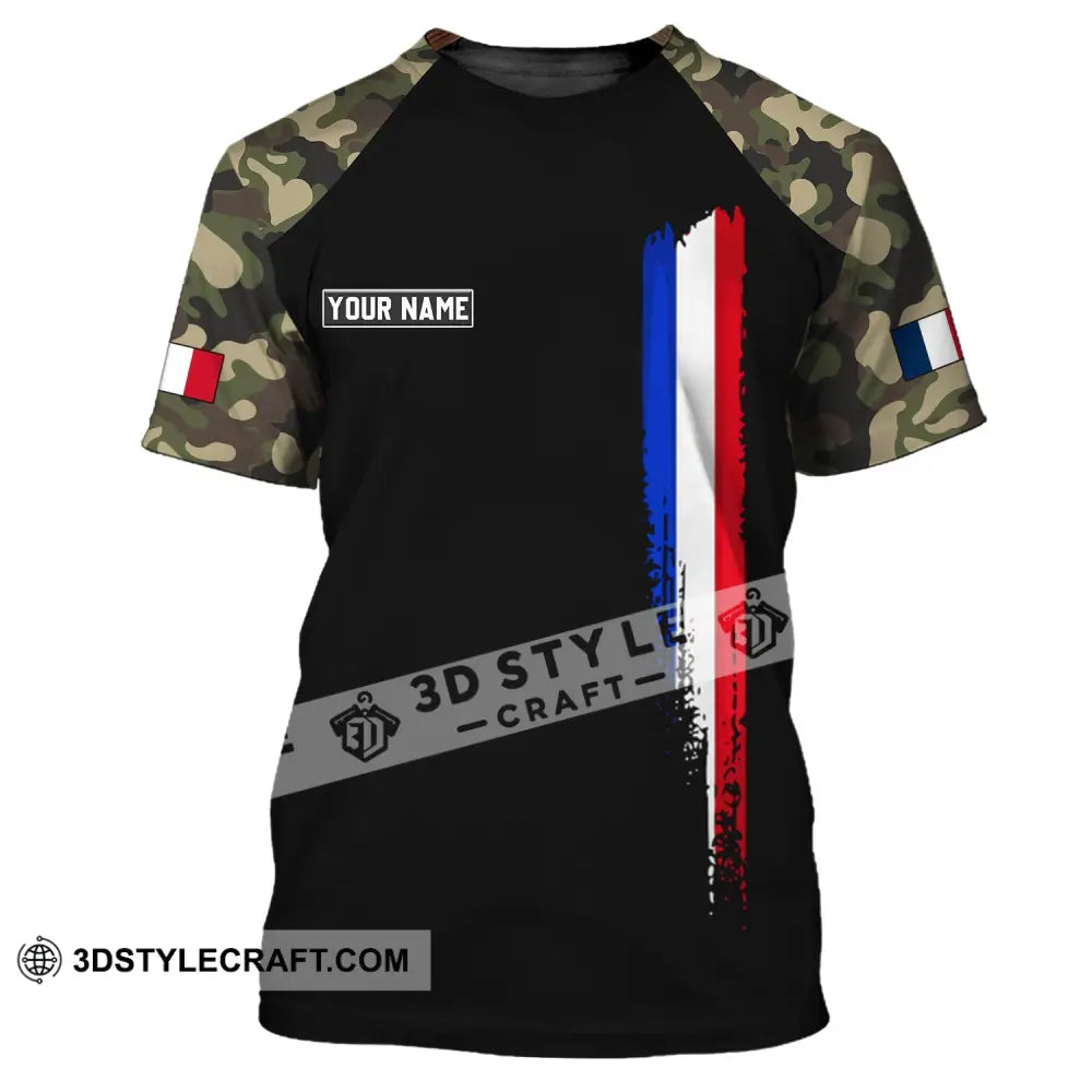 Unisex Shirt - Custom Name France Logo Flag Color Line T-Shirt / S T-Shirt