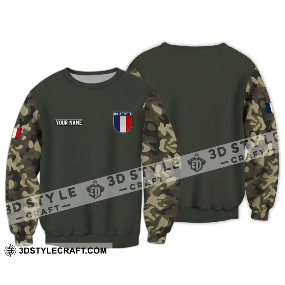 Unisex Shirt - Custom Name France Logo Flag Color Long Sleeve / S T-Shirt