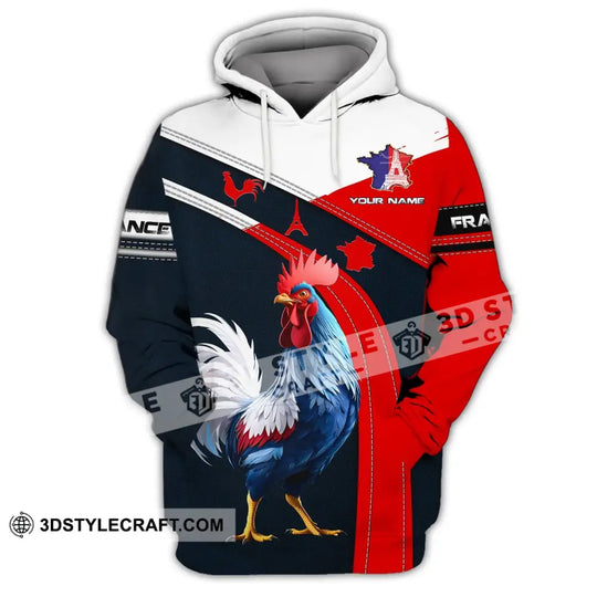 Unisex Shirt - Custom Name Shirt - France Map, France The Gallic Rooster Shirt style option 3