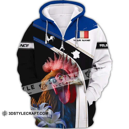 Unisex Shirt - Custom Name France The Gallic Rooster Zipper Hoodie / S T-Shirt