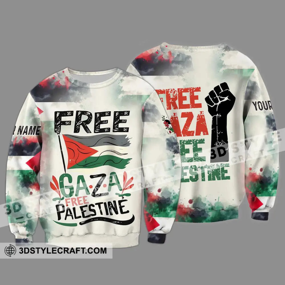 Unisex Shirt - Custom Name Free Gaza Palestine Long Sleeve / S T-Shirt