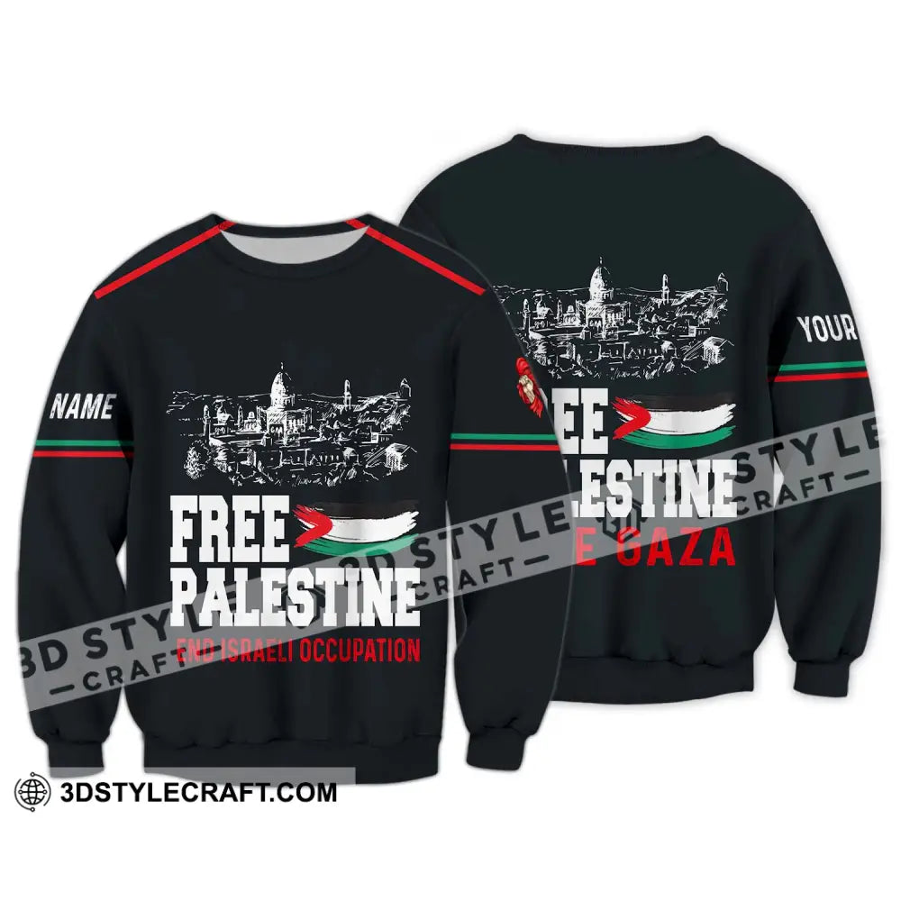 Unisex Shirt - Custom Name Free Palestine And Israeli Occupation Long Sleeve / S T-Shirt