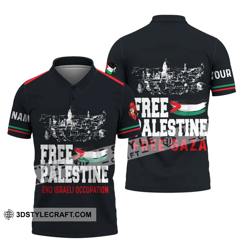 Unisex Shirt - Custom Name Free Palestine And Israeli Occupation Polo / S T-Shirt