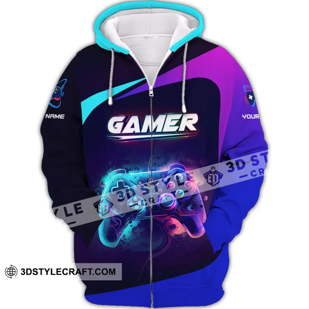 Unisex Shirt Custom Name Gamer T-Shirt Gift For Game Lover Zipper Hoodie / S T-Shirt