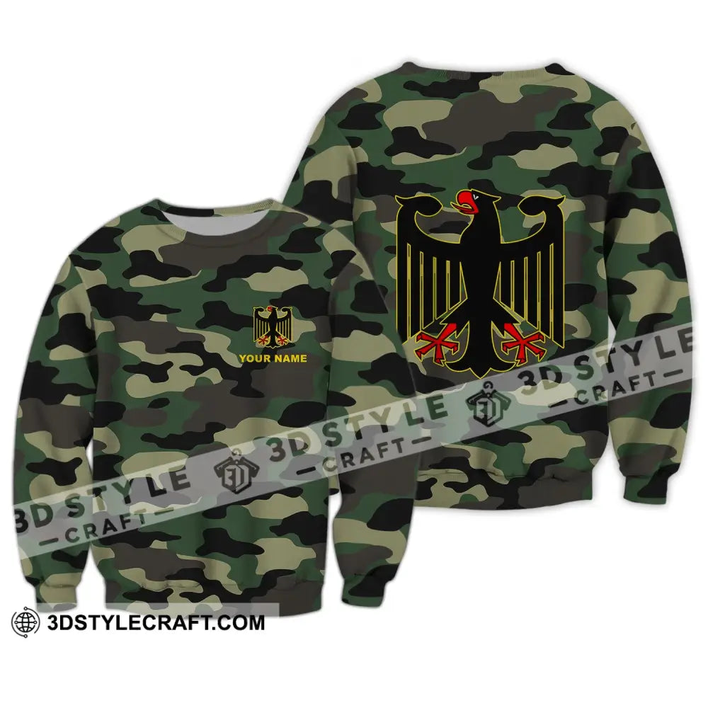 Unisex Shirt - Custom Name Germany Camo All Over Long Sleeve / S T-Shirt