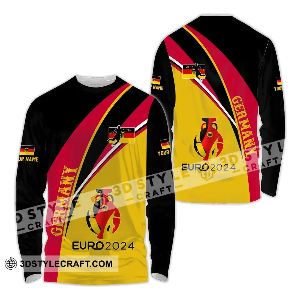 Unisex Shirt - Custom Name Germany Euro 2024 Flag Color Long Sleeve / S T-Shirt