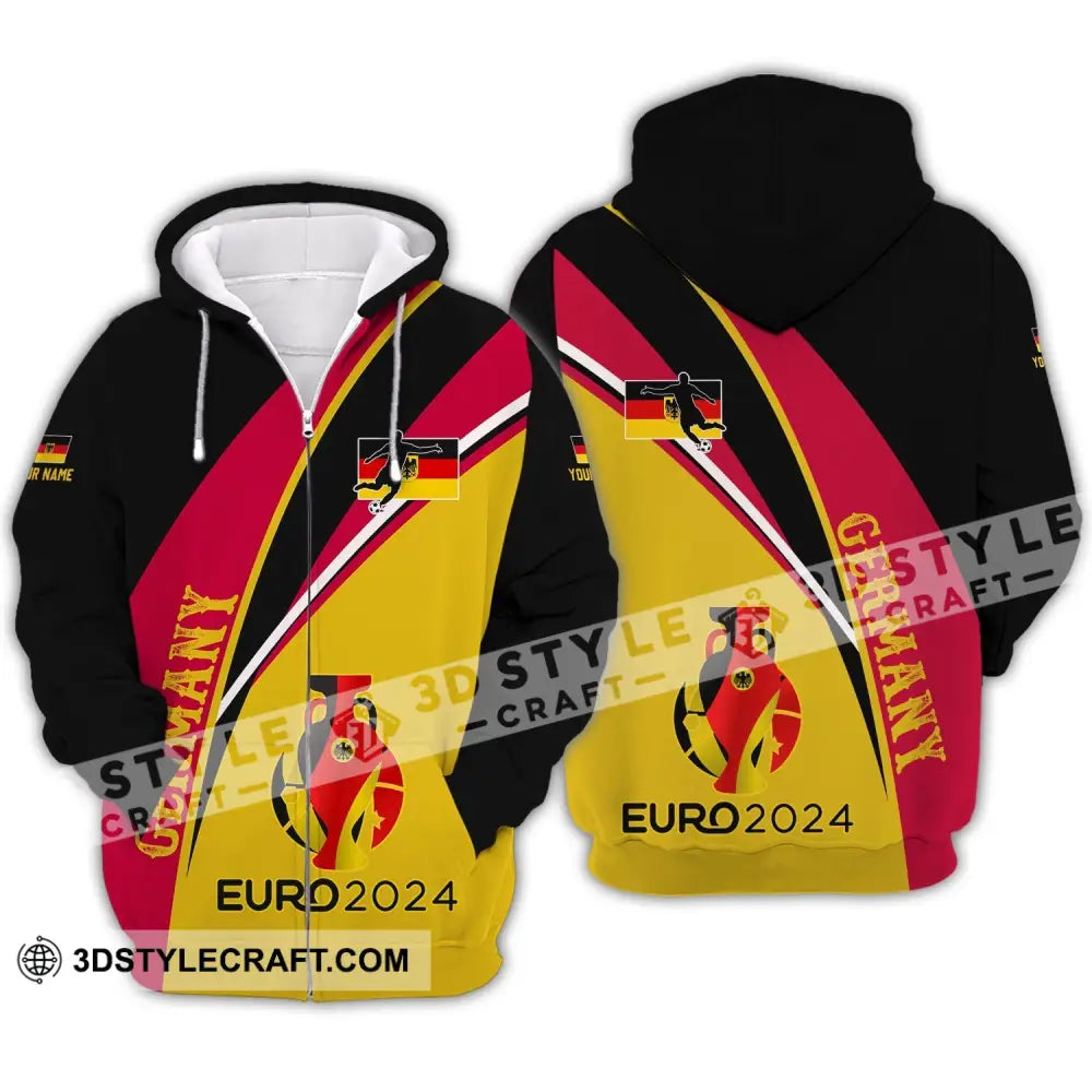 Unisex Shirt - Custom Name Germany Euro 2024 Flag Color Zipper Hoodie / S T-Shirt