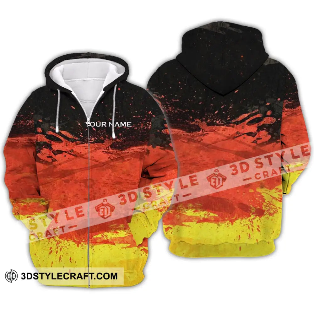 Unisex Shirt - Custom Name Germany Flag Color Zipper Hoodie / S T-Shirt