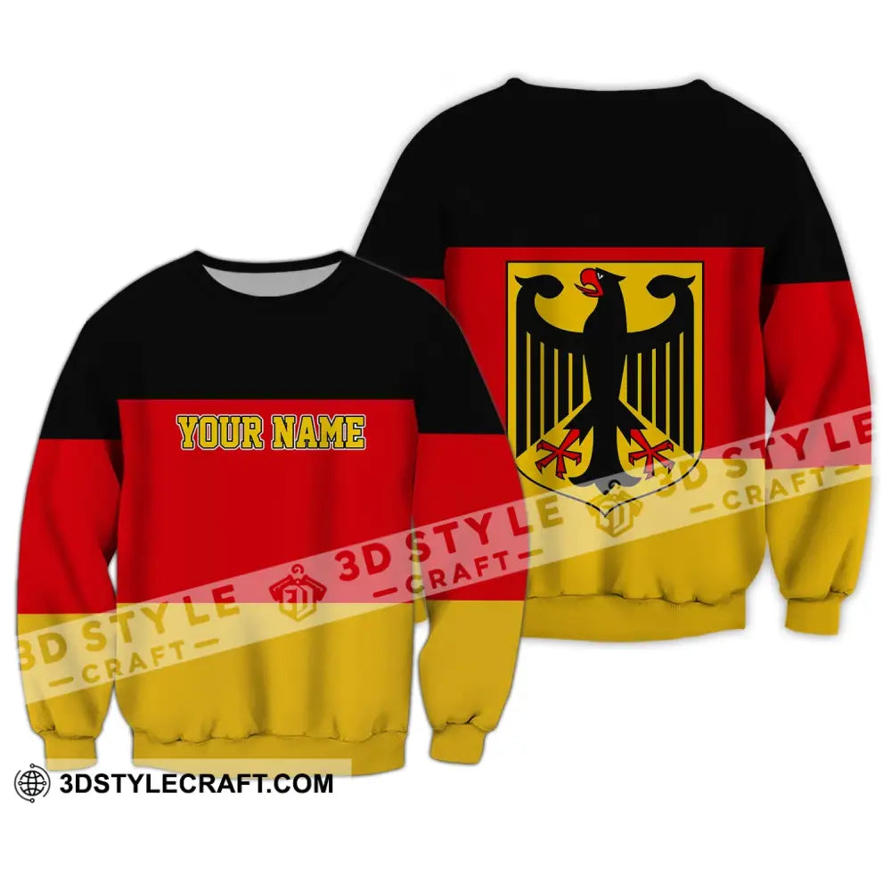 Unisex Shirt - Custom Name Germany Flag Warrior Style Long Sleeve / S T-Shirt