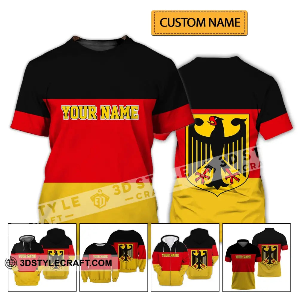 Unisex Shirt - Custom Name Germany Flag Warrior Style T-Shirt