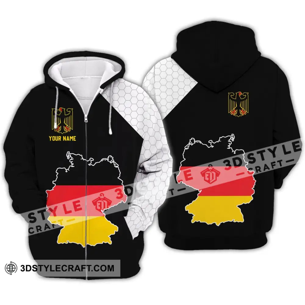 Unisex Shirt - Custom Name Germany Map Version Zipper Hoodie / S T-Shirt