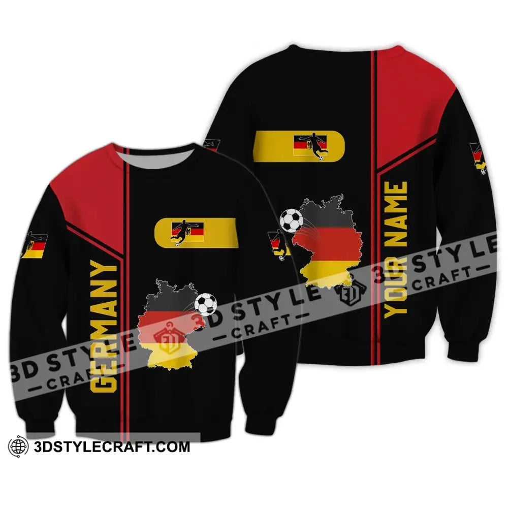 Unisex Shirt - Custom Name Germany National Team Map And Flag Color Long Sleeve / S T-Shirt