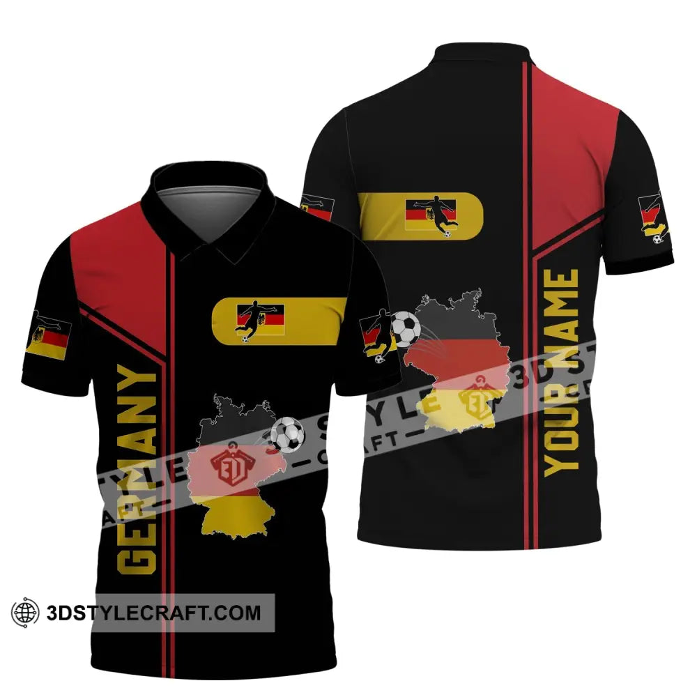 Unisex Shirt - Custom Name Germany National Team Map And Flag Color Polo / S T-Shirt