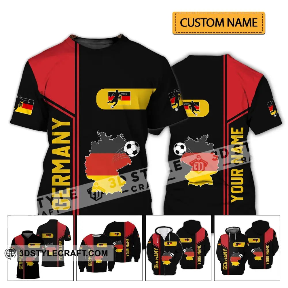 Unisex Shirt - Custom Name Germany National Team Map And Flag Color T-Shirt