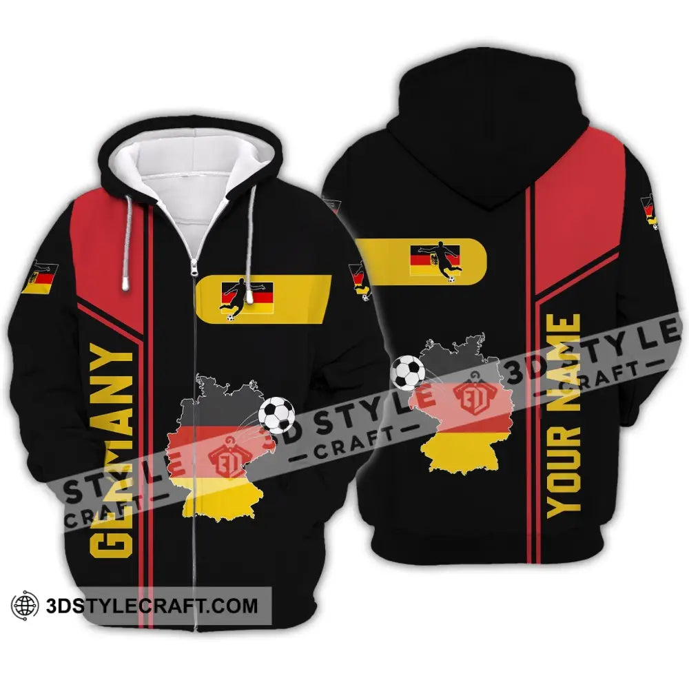 Unisex Shirt - Custom Name Germany National Team Map And Flag Color Zipper Hoodie / S T-Shirt