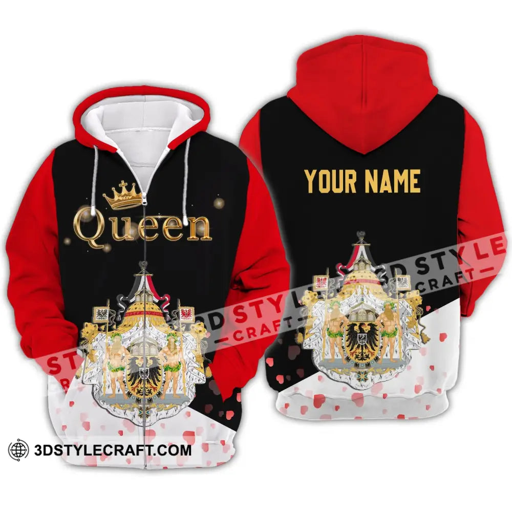 Unisex Shirt - Custom Name Germany Queen Valentine Zipper Hoodie / S T-Shirt