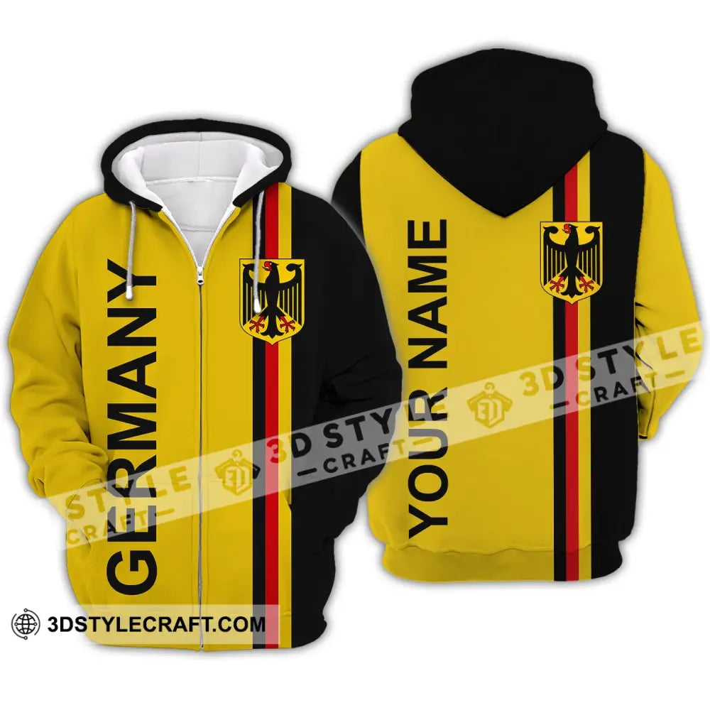 Unisex Shirt - Custom Name Germany Straight All Over Style Zipper Hoodie / S T-Shirt