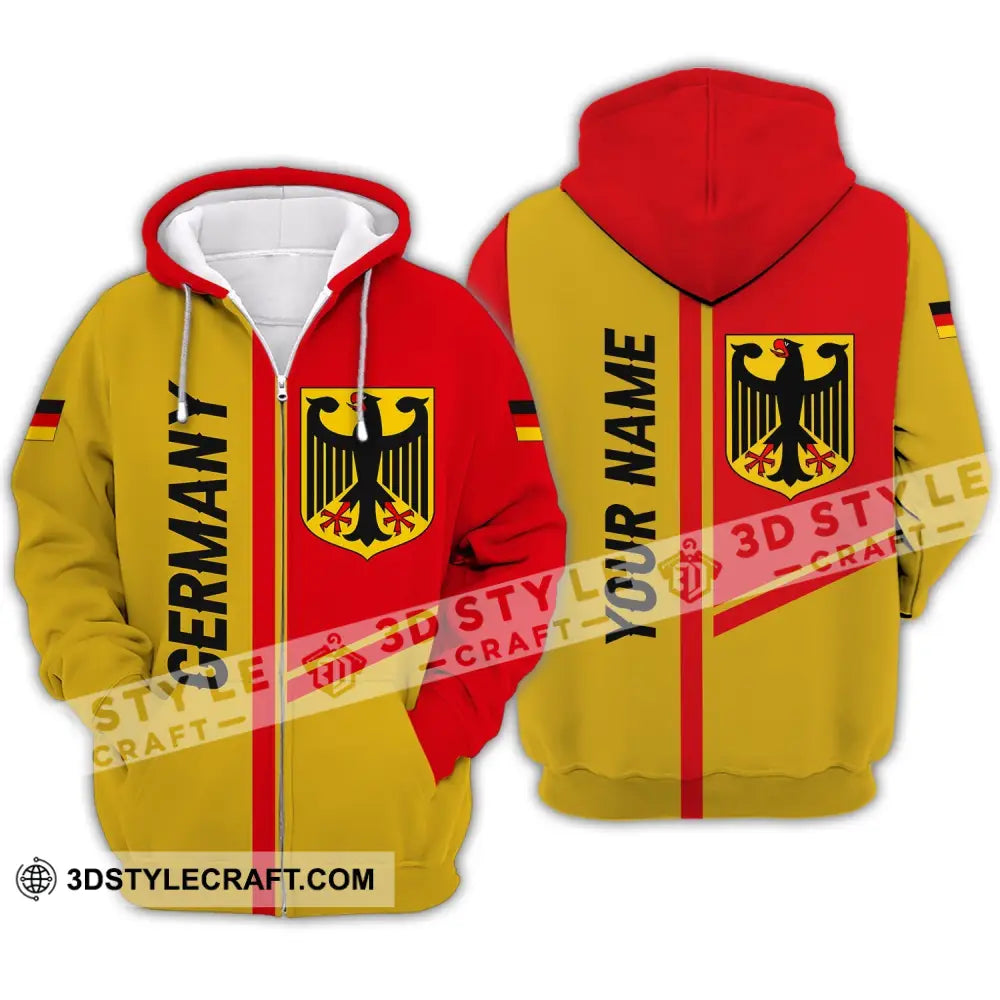 Unisex Shirt - Custom Name Germany Style 3D Zipper Hoodie / S T-Shirt