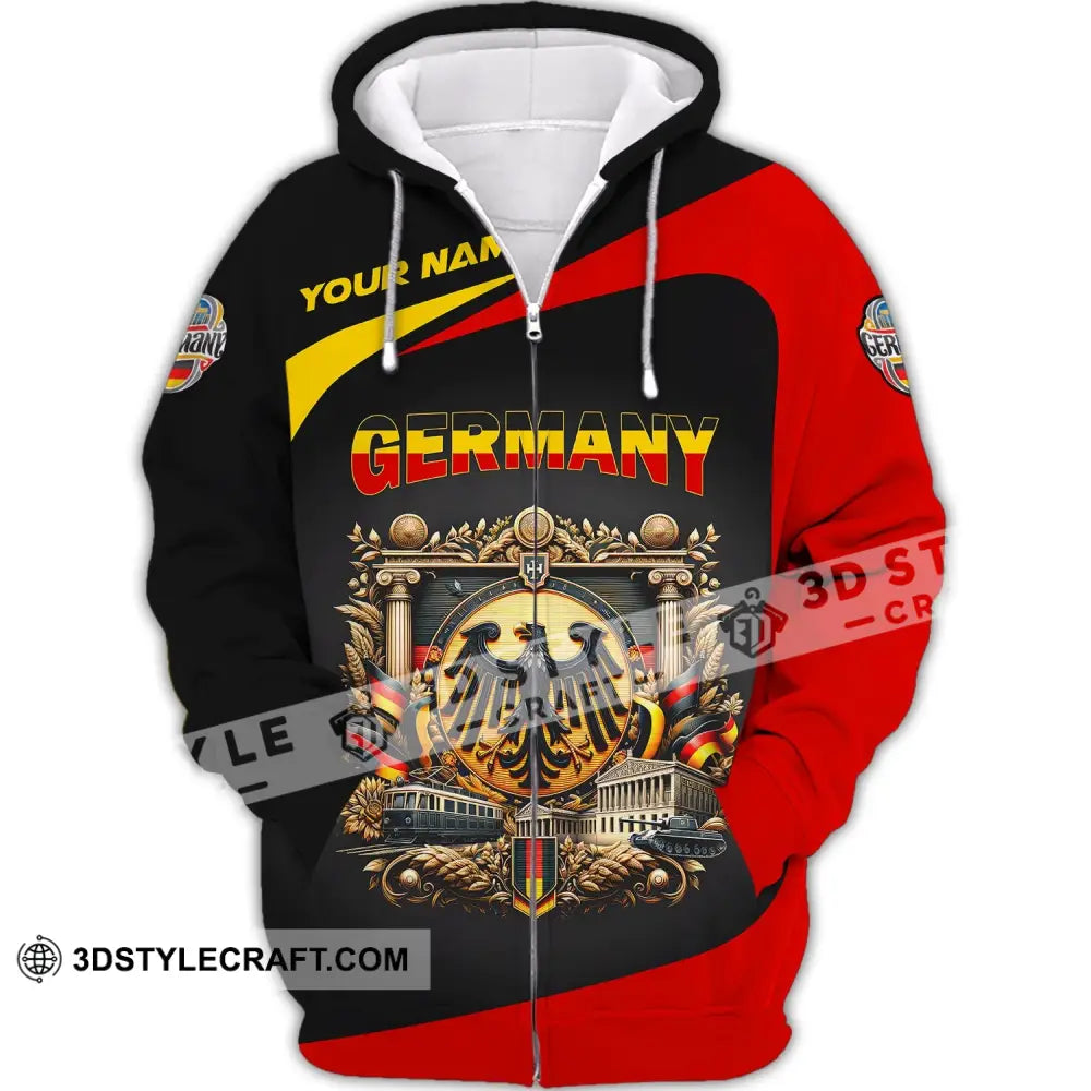 Unisex Shirt Custom Name Germany T-Shirt German Love Gift Zipper Hoodie / S