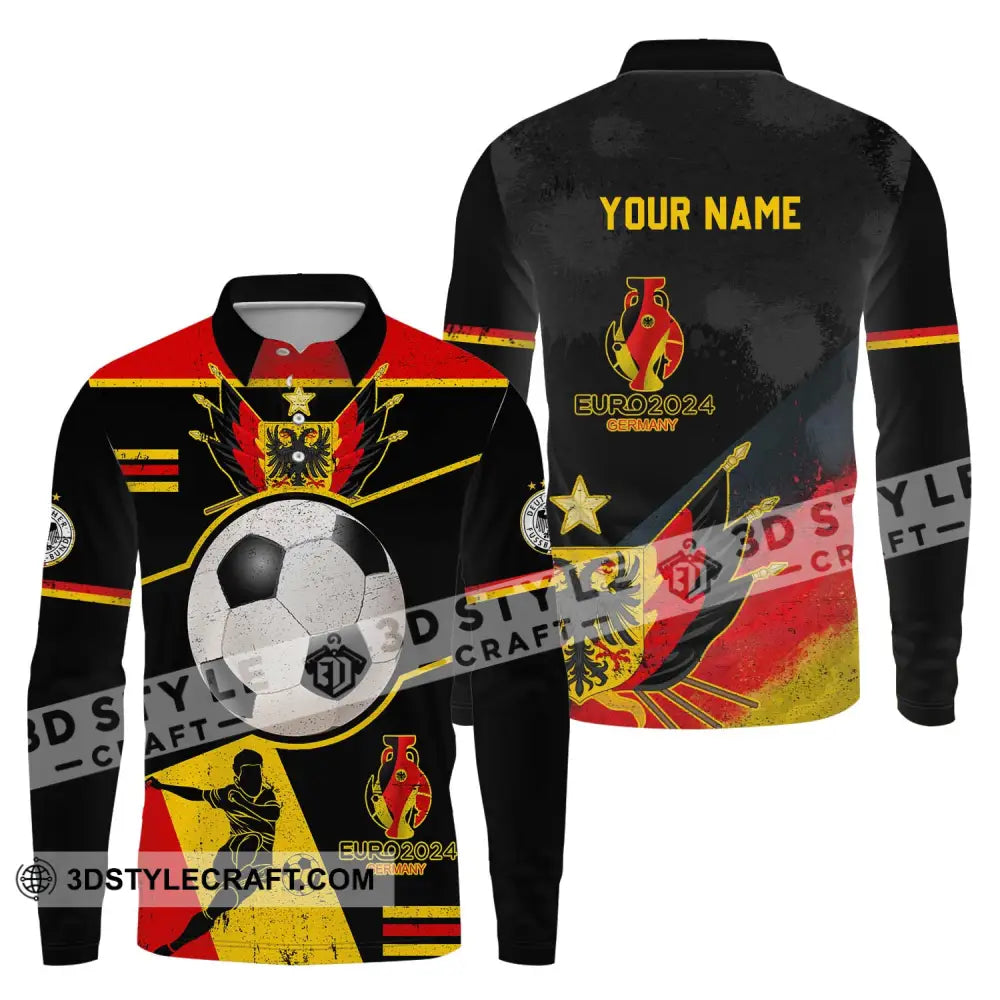 Unisex Shirt - Custom Name Germany Team Euro 2024 Long Sleeve Polo / S T-Shirt