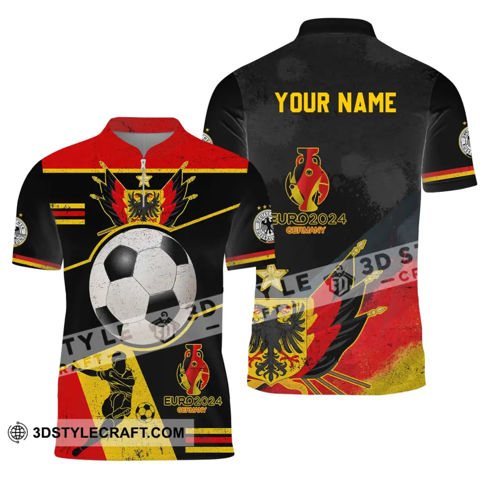 Unisex Shirt - Custom Name Germany Team Euro 2024 Zipper Polo / S T-Shirt