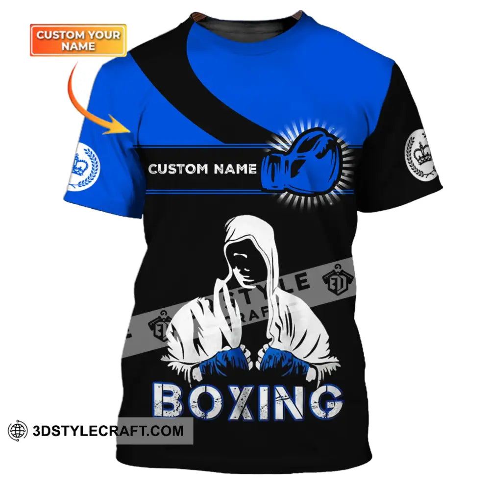 Unisex Shirt - Custom Name Gift For Boxing Lover Royal Blue And Black T-Shirt