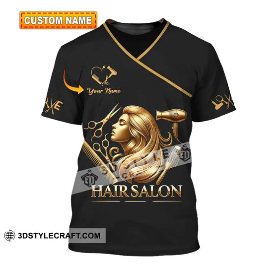 Unisex Shirt - Custom Name Golden Hair Salon Shirt style option 1