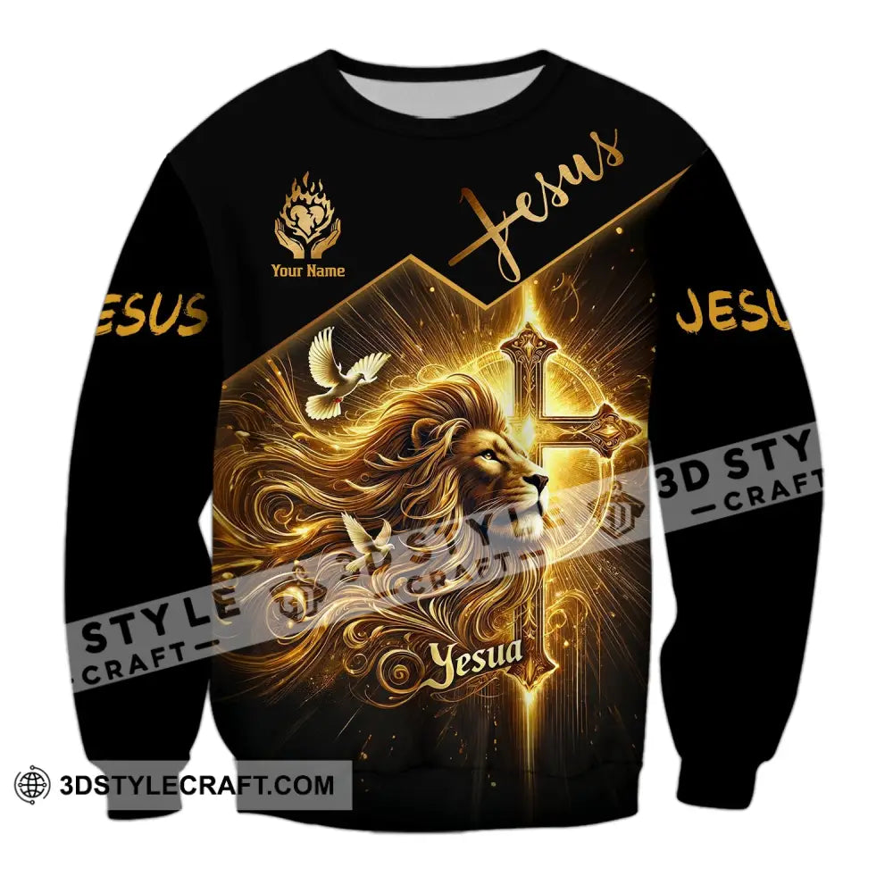 Unisex Shirt - Custom Name Golden Jesus Long Sleeve / S T-Shirt