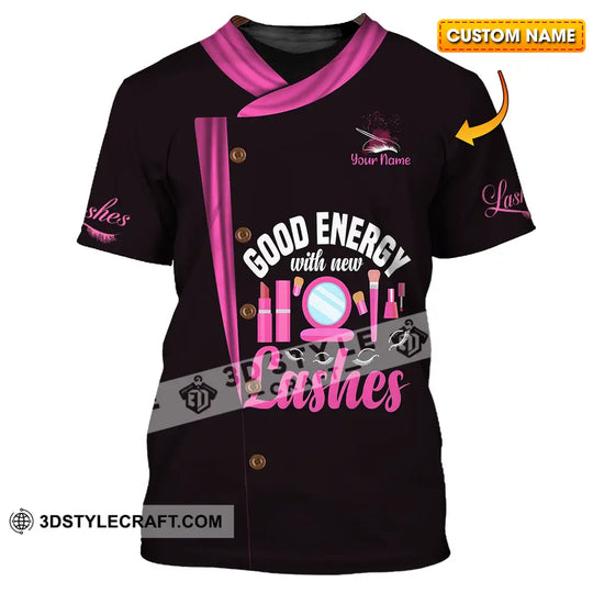 Unisex Shirt - Custom Name Shirt Good Energy Lashes style option 1