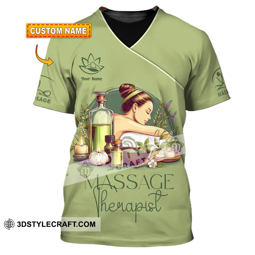 Unisex Shirt - Custom Name Green Tea Massage Therapist T-Shirt