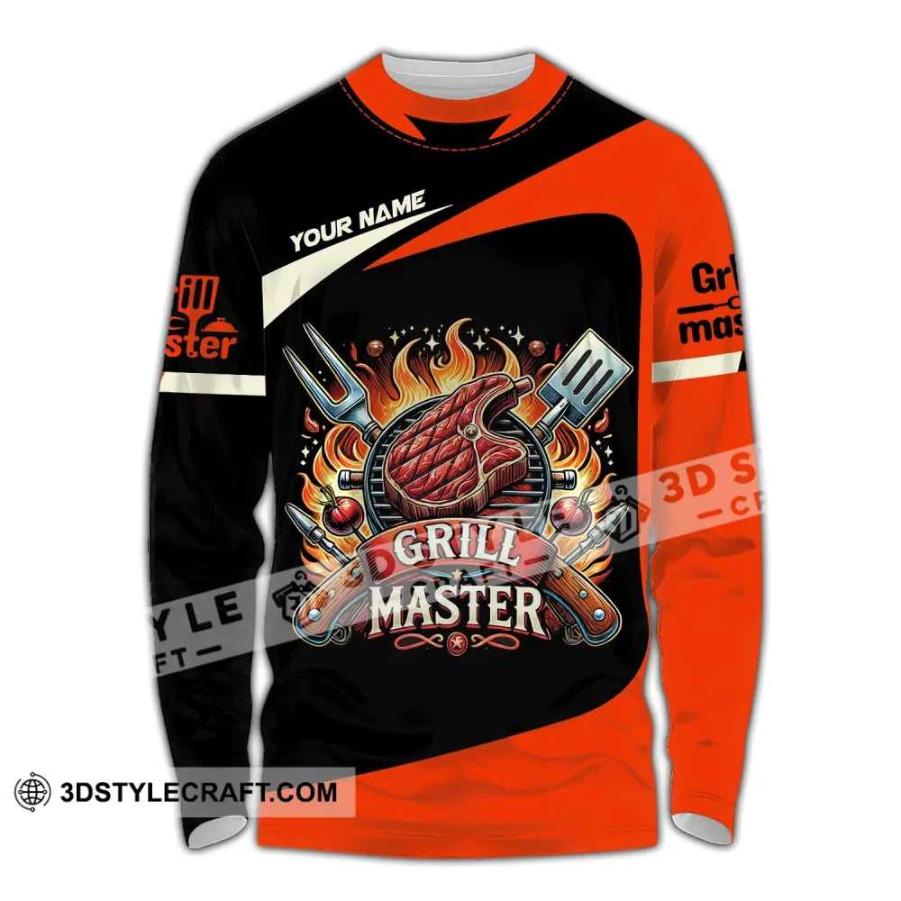 Unisex Shirt Custom Name Grill Master Chef T-Shirt Hoodie Long Sleeve / S T-Shirt