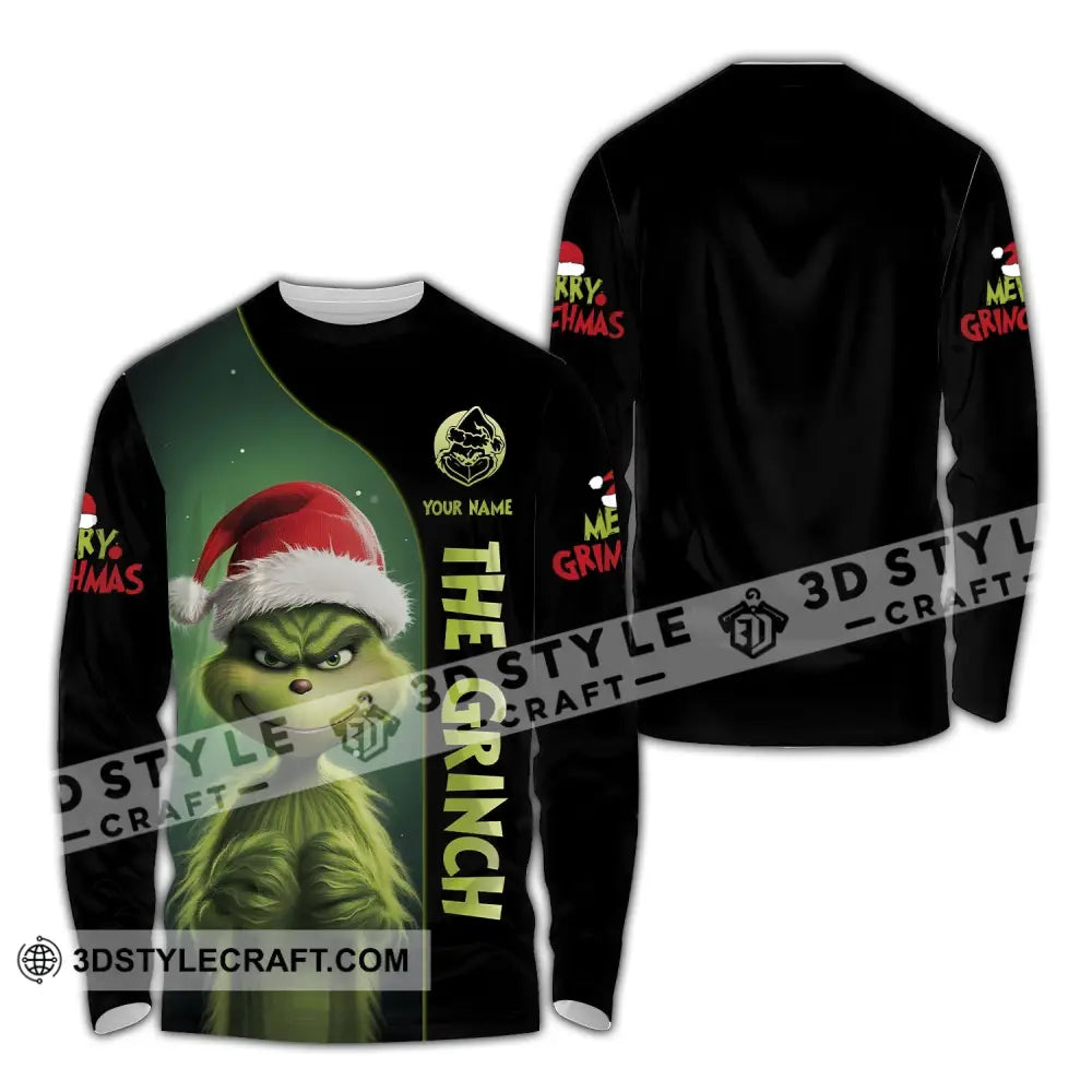 Unisex Shirt Custom Name Grinch Christmas Merry Grinchmas Gift Long Sleeve / S T-Shirt