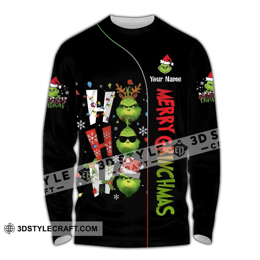 Unisex Shirt Custom Name Grinch Christmas Merry Grinchmas Gift Long Sleeve / S T-Shirt