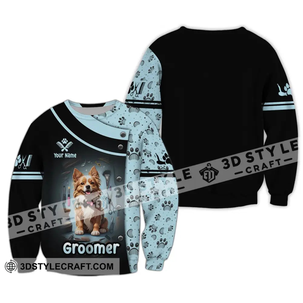 Unisex Shirt Custom Name Groomer Dog Groomers Grooming T-Shirt Long Sleeve / S