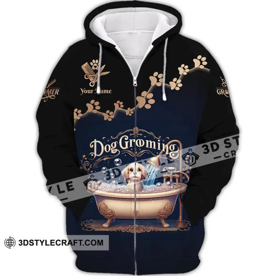 Unisex Shirt, Custom Name Groomer Shirt, Dog Grooming T-Shirt Hoodie, Shirt for Dog Groomers style option 3