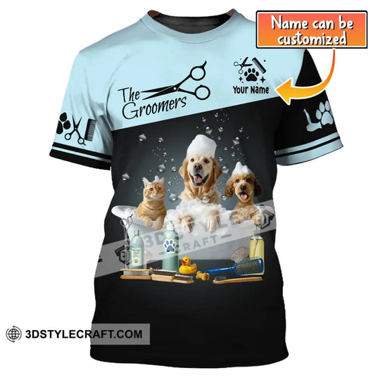 Unisex Shirt, Custom Name Groomer Shirt, Dog Groomer Hoodie Polo Shirt, Dog Grooming T-Shirt style option 1