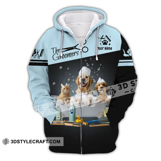Unisex Shirt, Custom Name Groomer Shirt, Dog Groomer Hoodie Polo Shirt, Dog Grooming T-Shirt style option 3