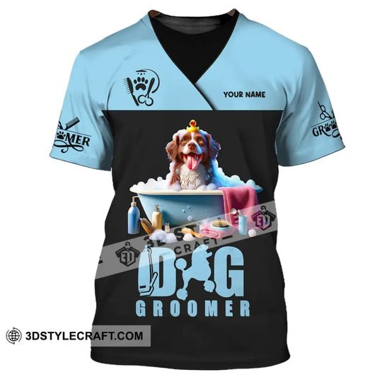 Unisex Shirt, Custom Name Groomer Shirt, Dog Groomer Polo Hoodie, Pet Grooming T-Shirt style option 2