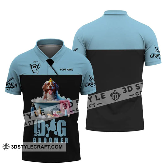 Unisex Shirt, Custom Name Groomer Shirt, Dog Groomer Polo Hoodie, Pet Grooming T-Shirt style option 4