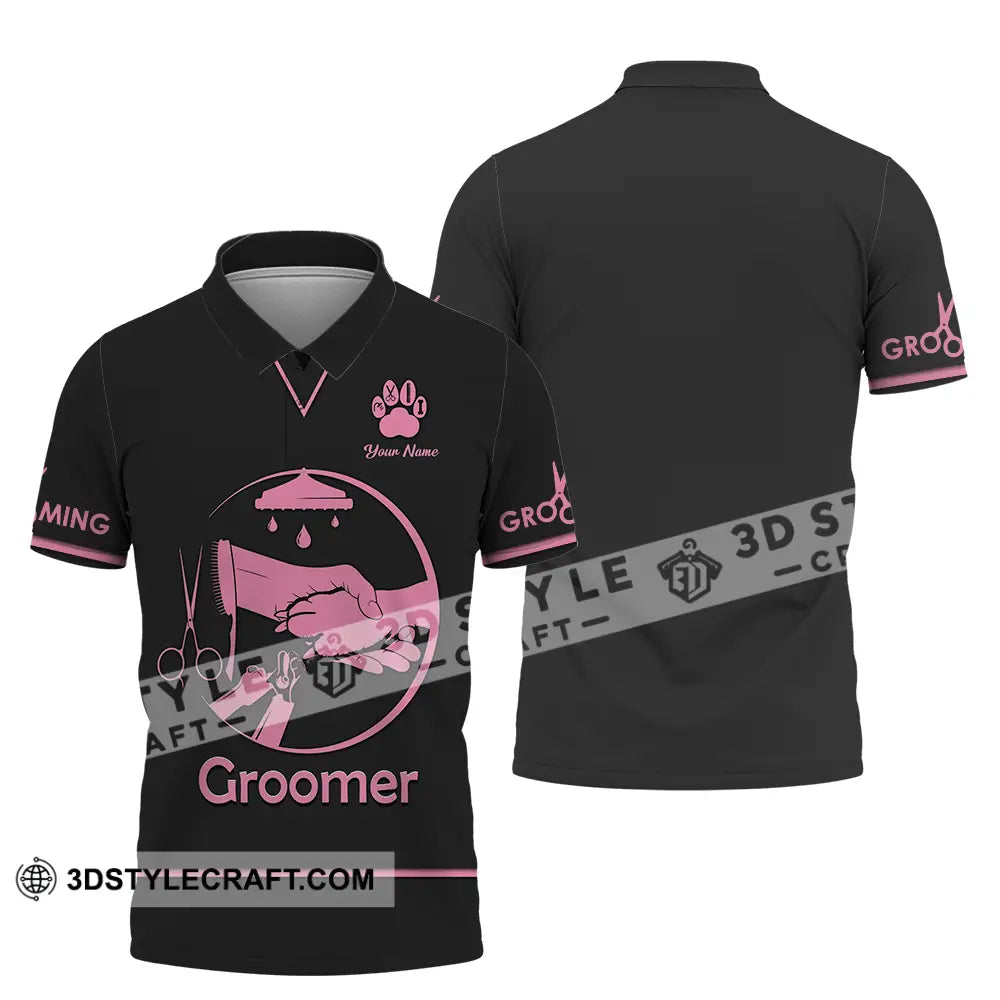 Unisex Shirt - Custom Name Groomer Grooming Polo / S T-Shirt