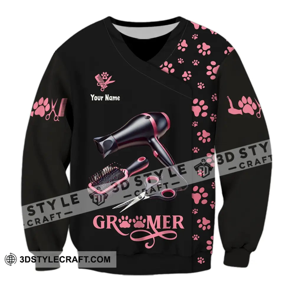 Unisex Shirt Custom Name Groomer Pet Care Apparel Grooming T-Shirt Long Sleeve / S T-Shirt