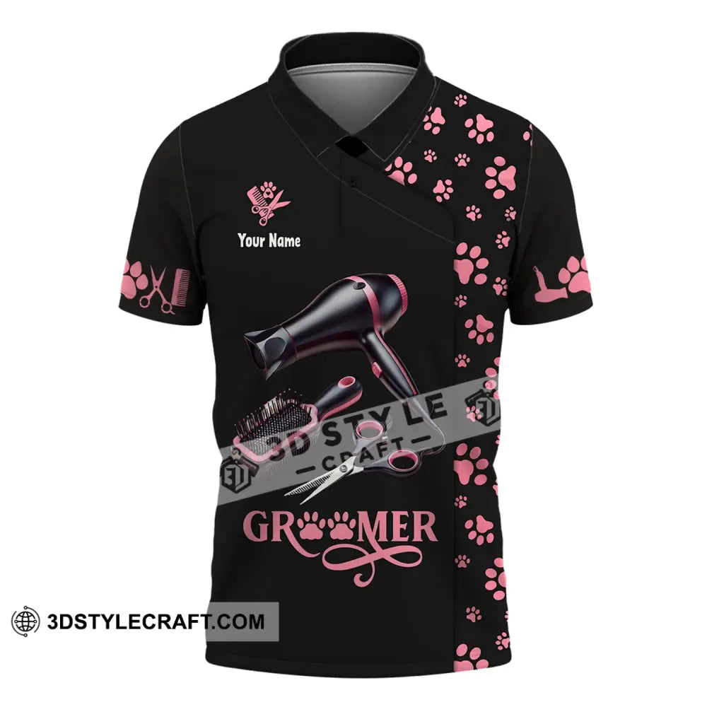 Unisex Shirt Custom Name Groomer Pet Care Apparel Grooming T-Shirt Polo / S T-Shirt