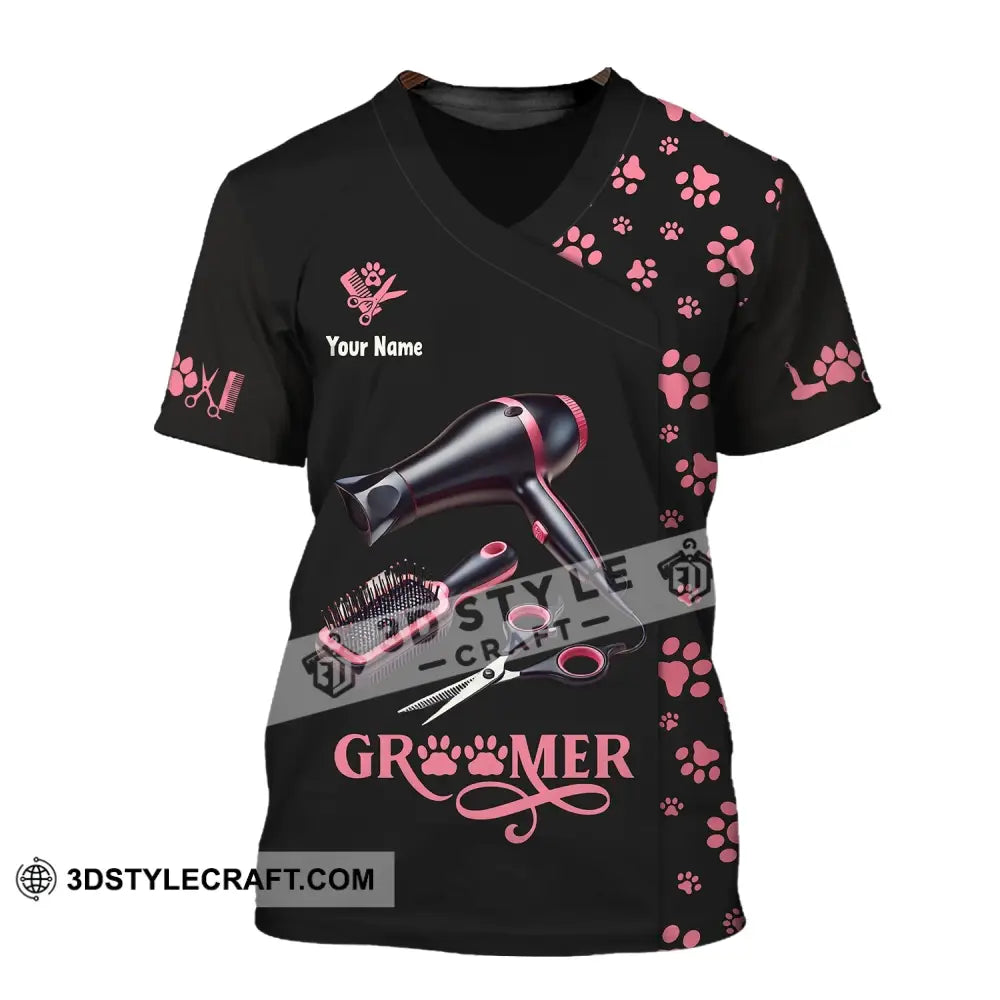 Unisex Shirt Custom Name Groomer Pet Care Apparel Grooming T-Shirt / S T-Shirt