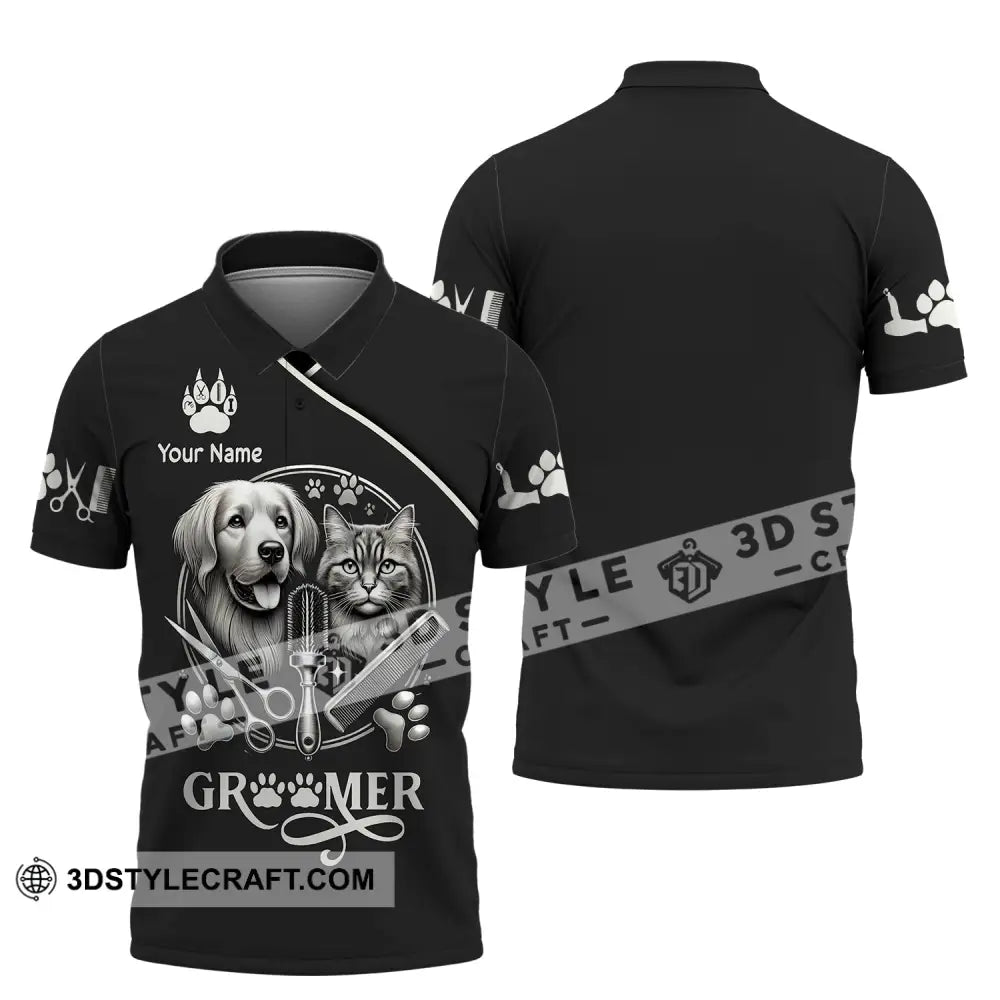 Unisex Shirt Custom Name Groomer Pet Grooming T-Shirt Hoodie Long Sleeve Polo / S T-Shirt